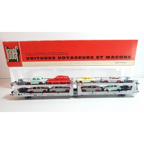 REF 6571 JOUEF WAGON STVA ARTICULER + 8 VOITURES EN BOITE ROUGE HO N°2