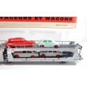 REF 6571 JOUEF WAGON STVA ARTICULER + 8 VOITURES EN BOITE ROUGE HO N°2