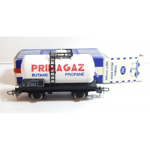 REF 726 HORNBY WAGON CITERNE PRIMAGAZ BLANC EN BOITE BLEU REF 702