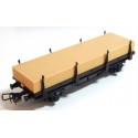 REF 7172 HORNBY WAGON PLAT A RIDELLES + CHARGEMENT EN BOITE BLEU HO