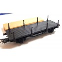 REF 7172 HORNBY WAGON PLAT A RIDELLES + CHARGEMENT EN BOITE BLEU HO
