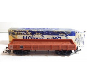 UN WAGON HORNBY PLAT A BOGIES RIDELLES BASSES EN BOITE BLEU HO REF 727