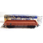 UN WAGON HORNBY PLAT A BOGIES RIDELLES BASSES EN BOITE BLEU HO REF 727