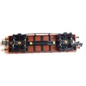 UN WAGON HORNBY PLAT A BOGIES RIDELLES BASSES EN BOITE BLEU HO REF 727