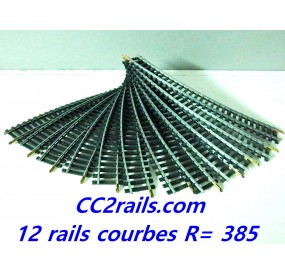 12 rails courbe acier 385 mm Jouef - HO