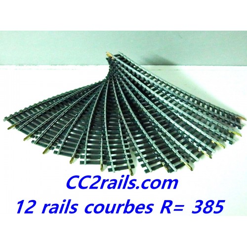 12 rails courbe acier 385 mm Jouef - HO