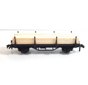 ref 16277 - HORNBY WAGON PLAT A ESSEUX AVEC RANCHERS CHARGER DE BOIS HO