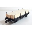 ref 16277 - HORNBY WAGON PLAT A ESSEUX AVEC RANCHERS CHARGER DE BOIS HO