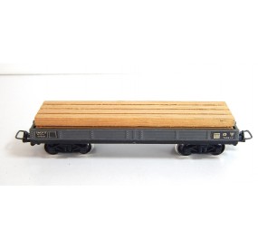 JOUEF WAGON PLAT TP GRIS A BOGIES CHARGER DE BOIS HO SANS BOITE