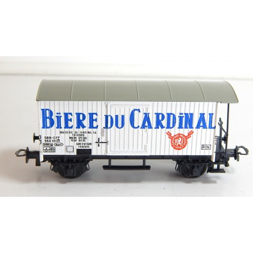 R 16293 - LILIPUT HO WAGON COUVERT BLANC BIERE CARDINAL A ESSIEUX HO SANS BOITE