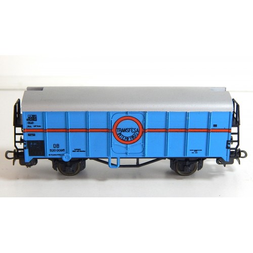 R 16297 - LILIPUT HO WAGON COUVERT TRANSFESA BLEU A ESSIEUX HO SANS BOITE
