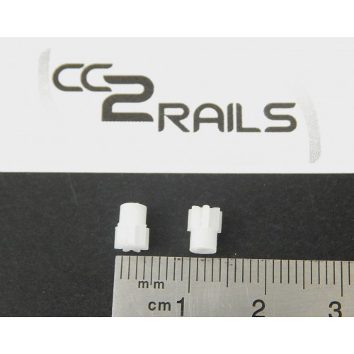 CC 0416 2 PIGNONS 7 DENTS AXE 2.0 mm POUR RE- MOTISATION LOCOMOTIVE HO