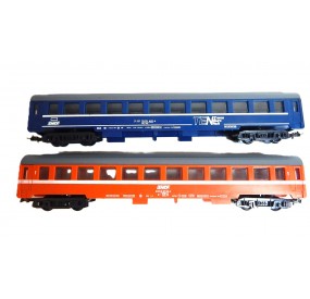 FOBBI LOT DE DEUX VOITURE BLEU TEN SNCF ET ORANGE SNCF HO