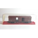 Réf 6530 JOUEF WAGON COUVERT MARRON A BOGIES HO BOITE CRISTAL