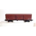 Réf 6530 JOUEF WAGON COUVERT MARRON A BOGIES HO BOITE CRISTAL
