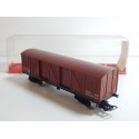 Réf 6530 JOUEF WAGON COUVERT MARRON A BOGIES HO BOITE CRISTAL