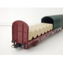 JOUEF WAGON DEMI BACHER A BOGIES + CHARGEMENT HO SANS BOITE