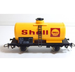 JOUEF WAGON CITERNE JAUNE SHELL A ESSIEUX AVEC ECHELLE HO SANS BOITE