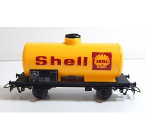 JOUEF WAGON CITERNE JAUNE SHELL A ESSIEUX MARQUAGE UN COTE HO SANS BOITE