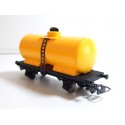 JOUEF WAGON CITERNE JAUNE SHELL A ESSIEUX MARQUAGE UN COTE HO SANS BOITE