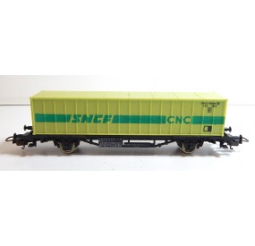 LIMA WAGON PLAT A ESSIEUX CONTENEUR SNCF CNC HO SANS BOITE
