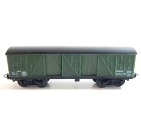 JOUEF WAGON COUVERT TP VERT TOIT NOIR A BOGIES HO SANS BOITE