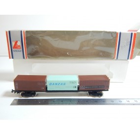 320485 LIMA WAGON PLAT 3 CONTENEURS CNC DANZAS EN BOITE ECHELLE N 1/160