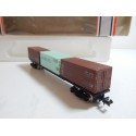 320485 LIMA WAGON PLAT 3 CONTENEURS CNC DANZAS EN BOITE ECHELLE N 1/160
