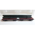 320482 LIMA WAGON PLAT DOUBLE CHARGER DE TUBES EN BOITE ECHELLE N 1/160