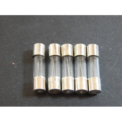Réf 5032 LOT DE 5 FUSIBLES EN VERRE 2 AMPERE 5 X 20 mm