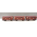 JOUEF LOT DE 3 WAGONS COUVERT UIC SNCF A ESSIEUX BON ETAT HO SANS BOITE