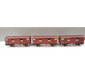 JOUEF LOT DE 3 WAGONS COUVERT UIC SNCF A ESSIEUX BON ETAT HO SANS BOITE