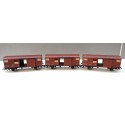 JOUEF LOT DE 3 WAGONS COUVERT UIC SNCF A ESSIEUX BON ETAT HO SANS BOITE