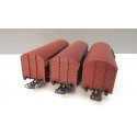 JOUEF LOT DE 3 WAGONS COUVERT UIC SNCF A ESSIEUX BON ETAT HO SANS BOITE