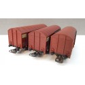 JOUEF LOT DE 3 WAGONS COUVERT UIC SNCF A ESSIEUX BON ETAT HO SANS BOITE
