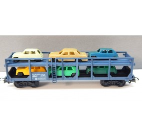 JOUEF WAGON STVA GRIS BLEU + 6 VOITURES EN BON ETAT HO SANS BOITE