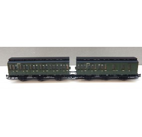 MARKLIN LOT DE DEUX VOITURE 2 CL 3 PATTES ESSIEUX 2 RAILS HO SANS BOITE