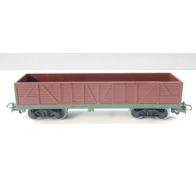 JOUEF UN WAGON TOMBEREAU TP A BOGIE MARRON CHASSIS VERT HO SANS BOITE