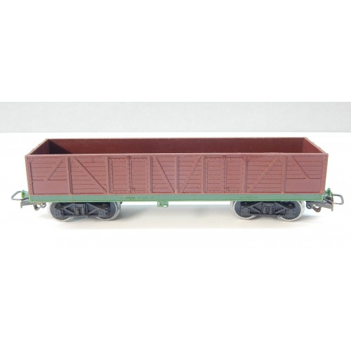 JOUEF UN WAGON TOMBEREAU TP A BOGIE MARRON CHASSIS VERT HO SANS BOITE