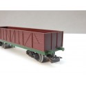 JOUEF UN WAGON TOMBEREAU TP A BOGIE MARRON CHASSIS VERT HO SANS BOITE