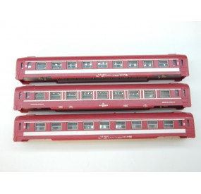 ref 16669 JOUEF LOT DE 3 CAISSE ET CHASSIS AVEC VITRE VOITURE UIC + RESTAURANT HO