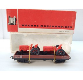 JOUEF WAGON PLAT A BOGIES HO EN BOITE ROUGE REF 6520 B