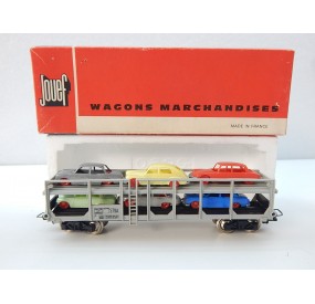 REF 640 JOUEF WAGON STVA NOIR AVEC 6 VOITURES HO EN BOITE ROUGE N°2