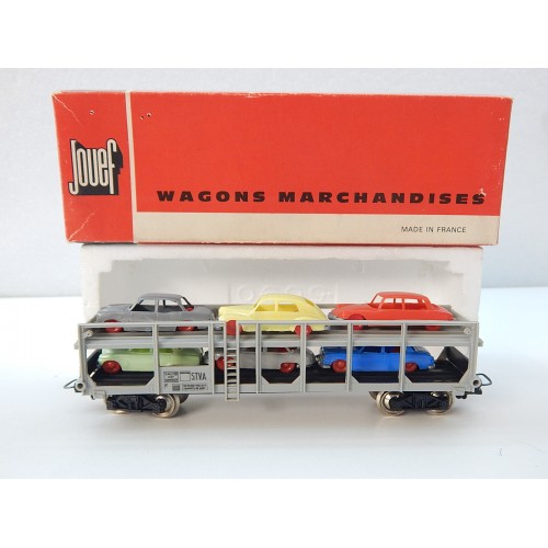 REF 640 JOUEF WAGON STVA NOIR AVEC 6 VOITURES HO EN BOITE ROUGE N°2