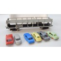 REF 640 JOUEF WAGON STVA NOIR AVEC 6 VOITURES HO EN BOITE ROUGE N°2