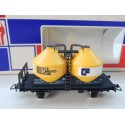 UN WAGON CIMENTIER JAUNE A ESSIEUX CIMENT FRANCAIS JOUEF HO EN BOITE BBR