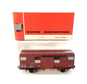 Réf 6240 - JOUEF WAGONS COUVERT UIC MARRON A ESSIEUX HO EN BOITE ROUGE