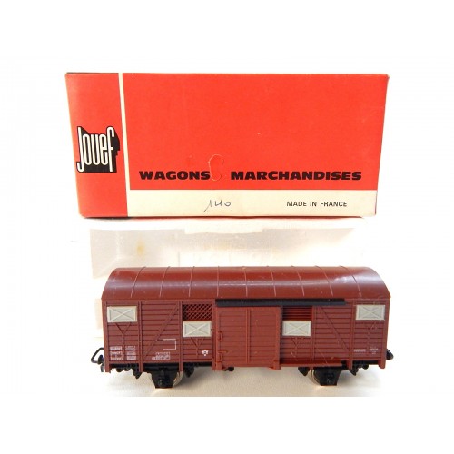 Réf 6240 - JOUEF WAGONS COUVERT UIC MARRON A ESSIEUX HO EN BOITE ROUGE