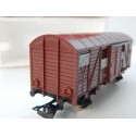 Réf 6240 - JOUEF WAGONS COUVERT UIC MARRON A ESSIEUX HO EN BOITE ROUGE