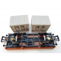JOUEF WAGON PLAT MARRON DEUX CONTENEURS GRIS SNCF HO SANS BOITE
